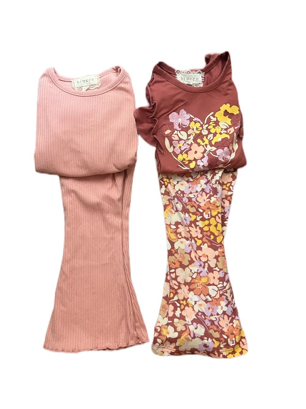 btween Girls Pink and Mauve Floral Matching Sets